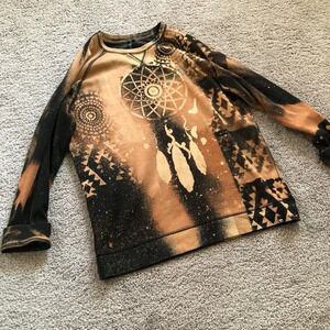 Joe's Jeans Black bleach dream catcher pattern soft sweatshirt Size Large